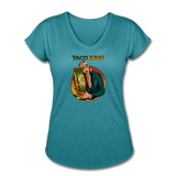 Women's Tri-Blend V-Neck T-Shirt - Taco King - heather turquoise