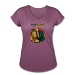 Women's Tri-Blend V-Neck T-Shirt - Taco King - heather plum