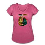 Women's Tri-Blend V-Neck T-Shirt - Taco King - heather raspberry