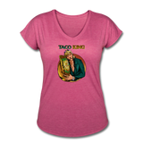 Women's Tri-Blend V-Neck T-Shirt - Taco King - heather raspberry