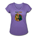 Women's Tri-Blend V-Neck T-Shirt - Taco King - purple heather