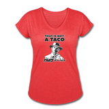 Women's V-Neck T-Shirt - This Is A Taco - heather red