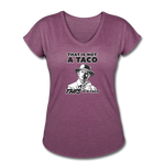 Women's V-Neck T-Shirt - This Is A Taco - heather plum