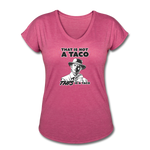 Women's V-Neck T-Shirt - This Is A Taco - heather raspberry