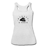 Women’s Racerback Tank - Menage A Trois (Black Logo) - heather white