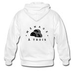 Heavy Blend Zip Hoodie - Menage A Trois (Black Logo) - white