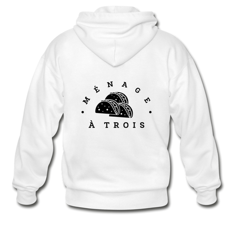 Heavy Blend Zip Hoodie - Menage A Trois (Black Logo) - white