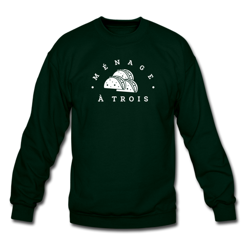 Crewneck Sweatshirt - Menage A Trois (White Logo) - forest green