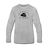 Men's Long Sleeve T-Shirt - Menage A Trois (Black Logo) - heather gray