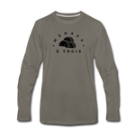 Men's Long Sleeve T-Shirt - Menage A Trois (Black Logo) - asphalt gray