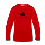 Men's Long Sleeve T-Shirt - Menage A Trois (Black Logo) - red