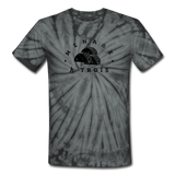 Unisex Tie Dye T-Shirt - Menage A Trois (Black Logo) - spider black