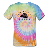 Unisex Tie Dye T-Shirt - Menage A Trois (Black Logo) - rainbow