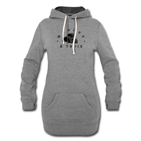 Women's Hoodie Dress - Menage A Trois (Black Logo) - heather gray