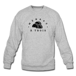 Crewneck Sweatshirt - Menage A Trois (Black Logo) - heather gray