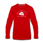 Men's Long Sleeve T-Shirt - Menage A Trois (White Logo) - red