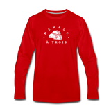 Men's Long Sleeve T-Shirt - Menage A Trois (White Logo) - red