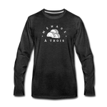 Men's Long Sleeve T-Shirt - Menage A Trois (White Logo) - charcoal gray