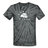 Unisex Tie Dye T-Shirt - Menage A Trois (White Logo) - spider black