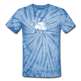 Unisex Tie Dye T-Shirt - Menage A Trois (White Logo) - spider baby blue