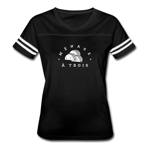 Women’s Vintage T-Shirt - Menage A Trois (White Logo) - black/white