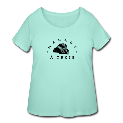 Women’s Curvy T-Shirt - Menage A Trois (Black Logo) - mint