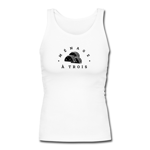 Women's Fitted Tank - Menage A Trois ( Black Logo) - white