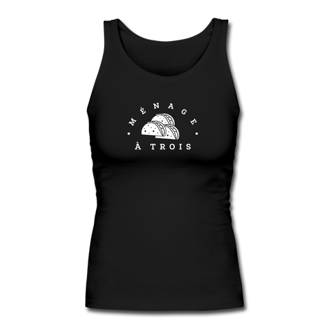 Women's Fitted Tank - Menage A Trois (White Logo) - black