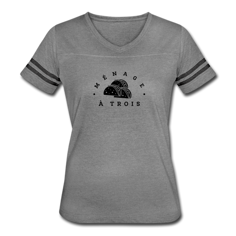 Women’s Vintage T-Shirt - Menage A Trois (Black Logo) - heather gray/charcoal