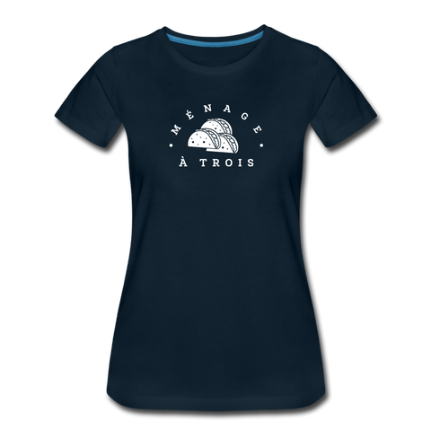 Women’s T-Shirt - Menage A Trois (White Logo) - deep navy