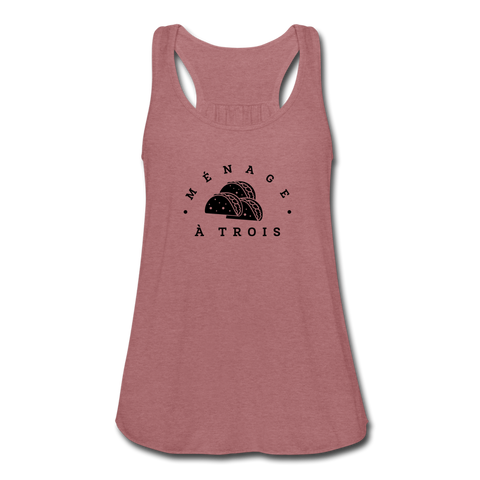 Women's Flowy Tank Top - Menage A Trois (Black Logo) - mauve