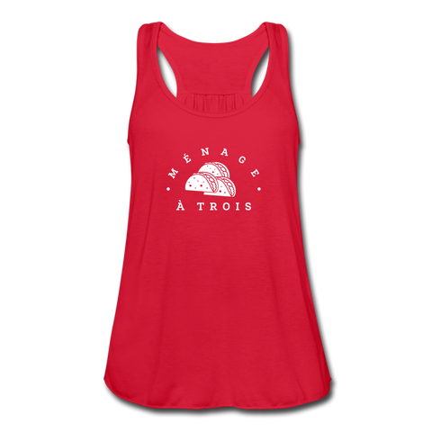 Women's Flowy Tank Top - Menage A Trois (White Logo) - red