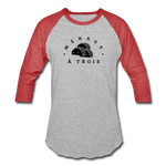 Baseball T-Shirt - Menage A Trois (Black Logo) - heather gray/red