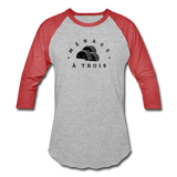 Baseball T-Shirt - Menage A Trois (Black Logo) - heather gray/red