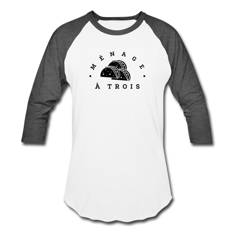 Baseball T-Shirt - Menage A Trois (Black Logo) - white/charcoal