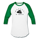 Baseball T-Shirt - Menage A Trois (Black Logo) - white/kelly green