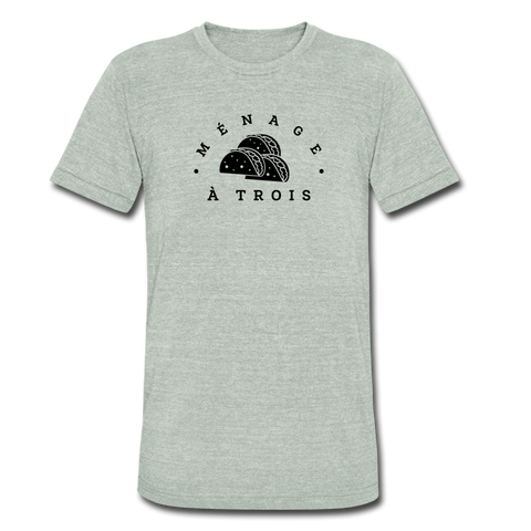 Men's Tri-Blend T-Shirt - Menage A Trois (Black Logo) - heather gray