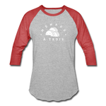 Baseball T-Shirt - Menage A Trois (White Logo) - heather gray/red