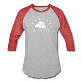 Baseball T-Shirt - Menage A Trois (White Logo) - heather gray/red