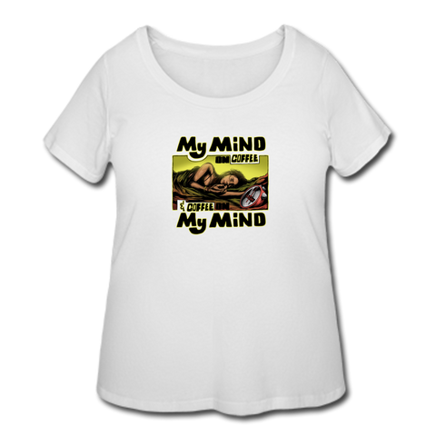 Women’s Curvy T-Shirt - My Mind On Coffee (Woman) - white