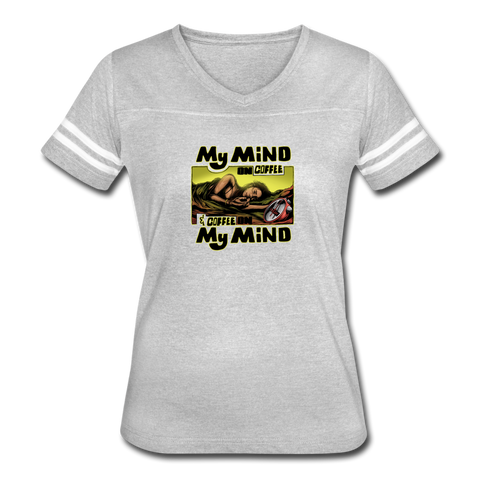 Women’s Vintage T-Shirt - My Mind On Coffee (Woman) - heather gray/white