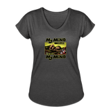 Women's V-Neck T-Shirt - My Mind On Coffee (Woman) - deep heather