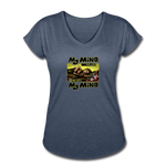 Women's V-Neck T-Shirt - My Mind On Coffee (Woman) - navy heather