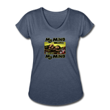 Women's V-Neck T-Shirt - My Mind On Coffee (Woman) - navy heather