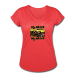 Women's V-Neck T-Shirt - My Mind On Coffee (Woman) - heather red