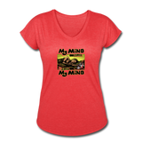 Women's V-Neck T-Shirt - My Mind On Coffee (Woman) - heather red