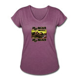 Women's V-Neck T-Shirt - My Mind On Coffee (Woman) - heather plum