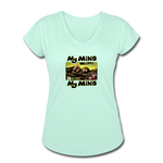 Women's V-Neck T-Shirt - My Mind On Coffee (Woman) - mint