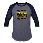 Baseball T-Shirt - My Mind On Coffee (Woman) - heather blue/navy