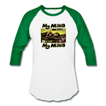 Baseball T-Shirt - My Mind On Coffee (Woman) - white/kelly green